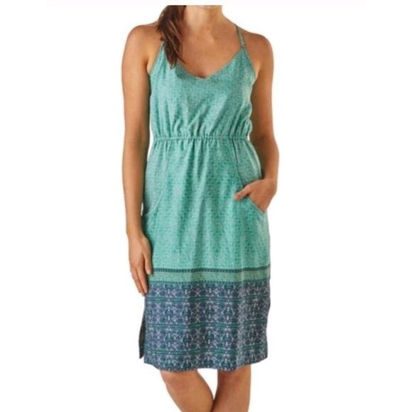 Patagonia Lost Wildflower Green Dress Women’s L Coastal Cottagecore Romantic - Picture 1 of 12